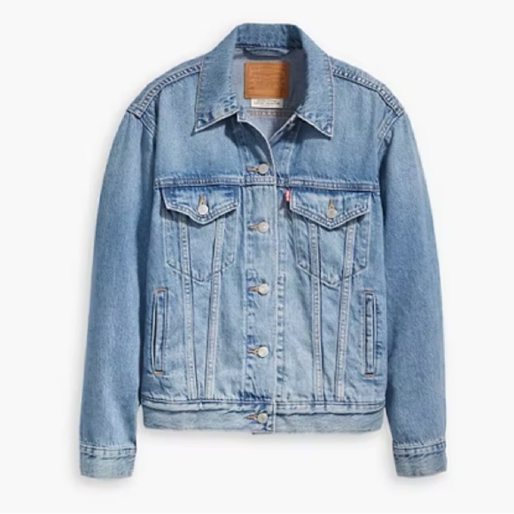 Levi’s trucker ex boyfriend denim jacket in medium wash